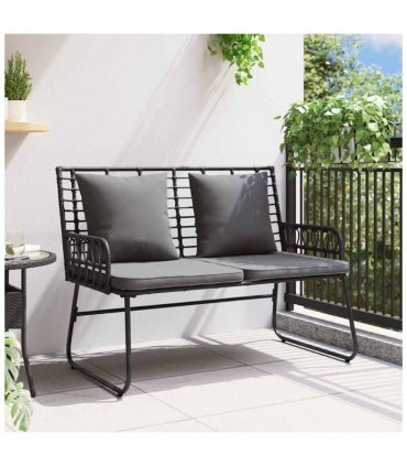 vidaXL Garden Bench Black and Anthracite Poly Rattan — Model: 1 x garden bench