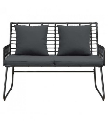 vidaXL Garden Bench Black and Anthracite Poly Rattan — Model: 1 x garden bench