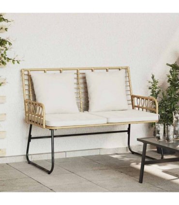 vidaXL Garden Bench Brown and Cream Poly Rattan — Colour: Natural, Model: 1 x garden bench