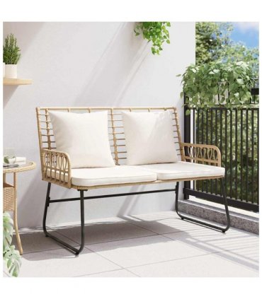 vidaXL Garden Bench Brown and Cream Poly Rattan — Colour: Natural, Model: 1 x garden bench