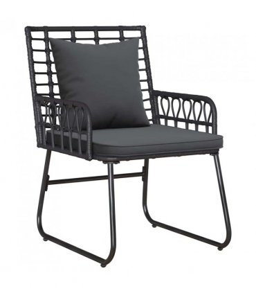 vidaXL Garden Dining Set 3 pcs Black and Anthracite Poly Rattan — Model: 2 x chair+1 x bench