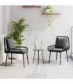 vidaXL Garden Dining Set 3 pcs Black and Anthracite Poly Rattan — Model: 2 x chair+1 x round tea table