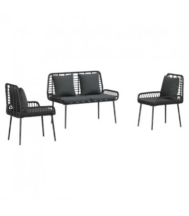 vidaXL Garden Dining Set 3 pcs Black and Anthracite Poly Rattan — Model: 2 x chair+1 x bench — V0671999541