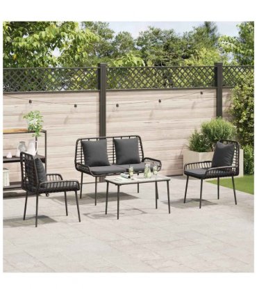vidaXL Garden Dining Set 3 pcs Black and Anthracite Poly Rattan — Model: 2 x chair+1 x bench — V0671999541