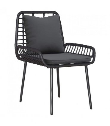 vidaXL Garden Dining Set 3 pcs Black and Anthracite Poly Rattan — Model: 2 x chair+1 x bench — V0671999541