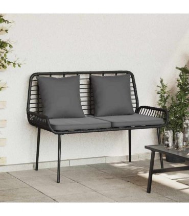 vidaXL Garden Bench Black and Anthracite Poly Rattan — Model: 1 x garden bench — V0671999542