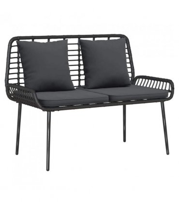 vidaXL Garden Bench Black and Anthracite Poly Rattan — Model: 1 x garden bench — V0671999542