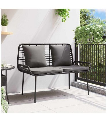 vidaXL Garden Bench Black and Anthracite Poly Rattan — Model: 1 x garden bench — V0671999542