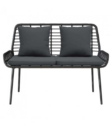 vidaXL Garden Bench Black and Anthracite Poly Rattan — Model: 1 x garden bench — V0671999542