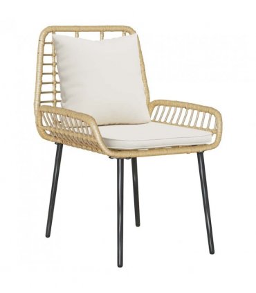 vidaXL Garden Dining Set 3 pcs Brown and Cream Poly Rattan — Colour: Natural, Model: 2 x chair+1 x bench — V0671999543