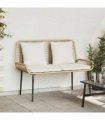 vidaXL Garden Bench Brown and Cream Poly Rattan — Colour: Natural, Model: 1 x garden bench — V0671999544