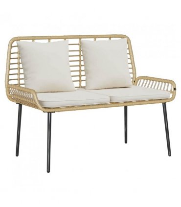 vidaXL Garden Bench Brown and Cream Poly Rattan — Colour: Natural, Model: 1 x garden bench — V0671999544
