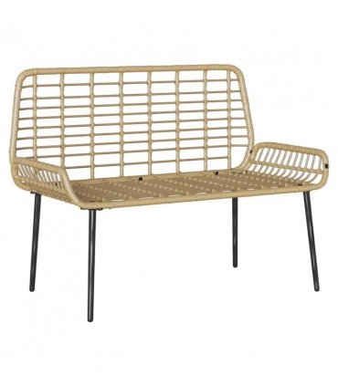 vidaXL Garden Bench Brown and Cream Poly Rattan — Colour: Natural, Model: 1 x garden bench — V0671999544