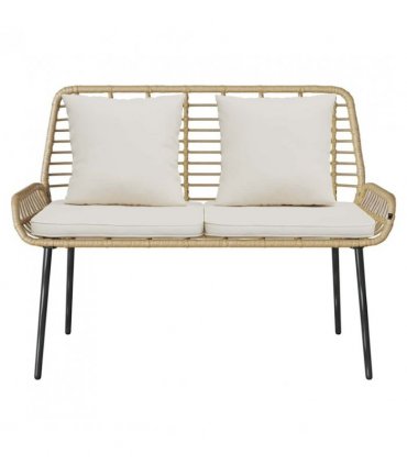 vidaXL Garden Bench Brown and Cream Poly Rattan — Colour: Natural, Model: 1 x garden bench — V0671999544