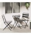 vidaXL Garden Bistro Set Folding 3 pcs Anthracite Steel — Model: 2x chairs +round table