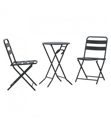 vidaXL Garden Bistro Set Folding 3 pcs Anthracite Steel — Model: 2x chairs +round table