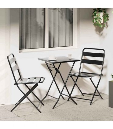 vidaXL Garden Bistro Set Folding 3 pcs Anthracite Steel — Model: 2x chair +square table