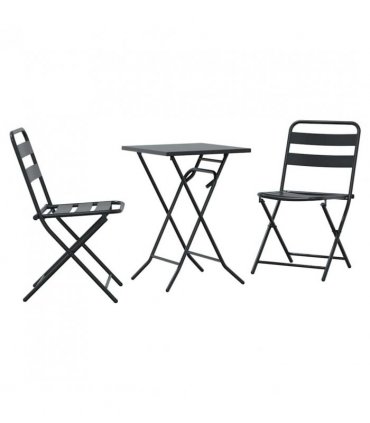 vidaXL Garden Bistro Set Folding 3 pcs Anthracite Steel — Model: 2x chair +square table