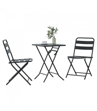 vidaXL Garden Bistro Set Folding 3 pcs Anthracite Steel — Model: 2x chair +square table