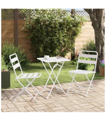 vidaXL Garden Bistro Set Folding 3 pcs White Steel — Model: 2x chairs +square table