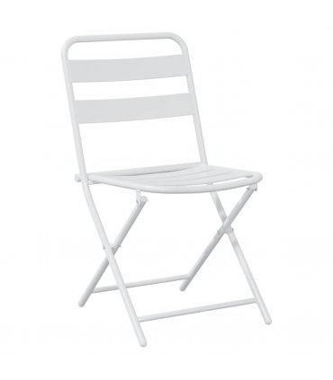 vidaXL Garden Bistro Set Folding 3 pcs White Steel — Model: 2x chairs +square table