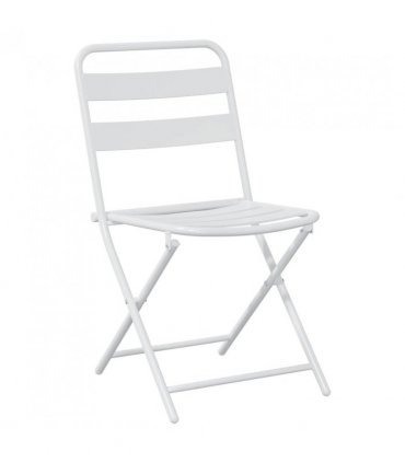 vidaXL Garden Bistro Set Folding 3 pcs White Steel — Model: 2x chair +round table