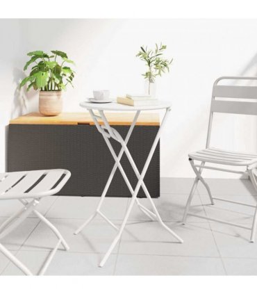 vidaXL Garden Table Folding White 50 x 50 x 72 cm Metal