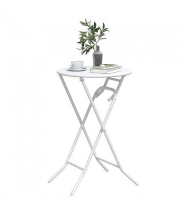 vidaXL Garden Table Folding White 50 x 50 x 72 cm Metal