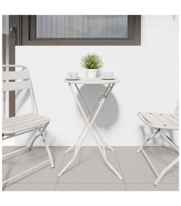 vidaXL Garden Table Folding White 50 x 50 x 72 cm Metal