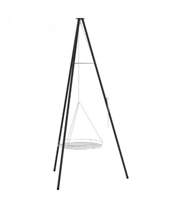 vidaXL Campfire Tripod 2 pcs Black Steel — Model: with grill rack