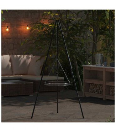 vidaXL Campfire Tripod 2 pcs Black Steel — Model: with grill rack