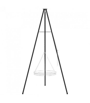 vidaXL Campfire Tripod 2 pcs Black Steel — Model: with grill rack