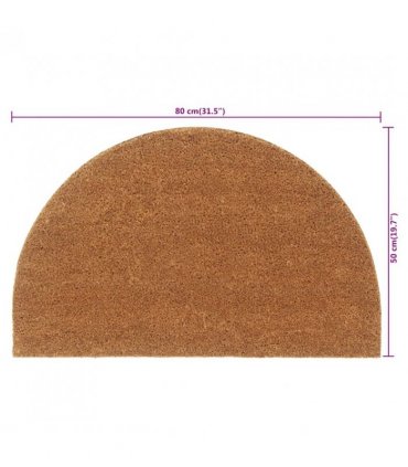 vidaXL Door Mat Natural Half Round 50x80 cm Tufted Coir — Size: 50 x 80 cm