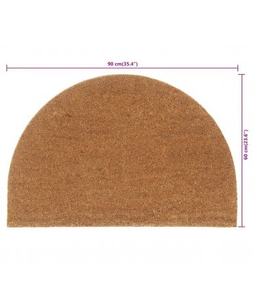 vidaXL Door Mat Natural Half Round 60x90 cm Tufted Coir — Size: 60 x 90 cm