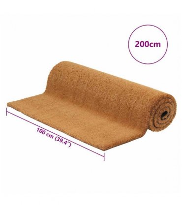 vidaXL Door Mat Natural 100x200 cm Tufted Coir — Size: 100 x 200 cm