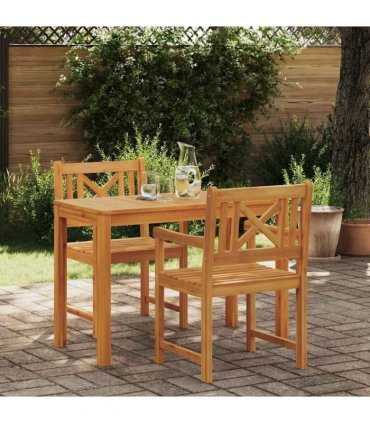 vidaXL Garden Dining Set 3 pcs Brown Solid Acacia Wood — Model: Cross-back design