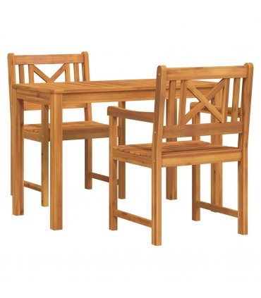 vidaXL Garden Dining Set 3 pcs Brown Solid Acacia Wood — Model: Cross-back design