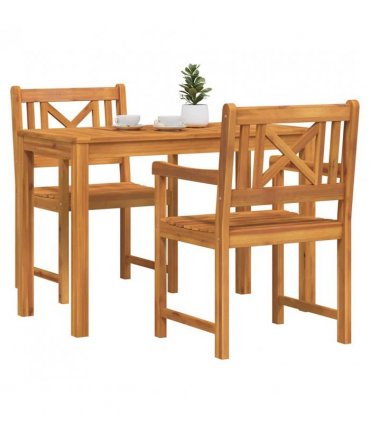 vidaXL Garden Dining Set 3 pcs Brown Solid Acacia Wood — Model: Cross-back design
