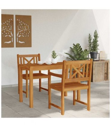vidaXL Garden Dining Set 3 pcs Brown Solid Acacia Wood — Model: Cross-back design