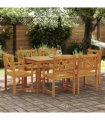 vidaXL Garden Dining Set 7 pcs Brown Solid Acacia Wood — Size: 140 cm table length, Model: Cross-back design