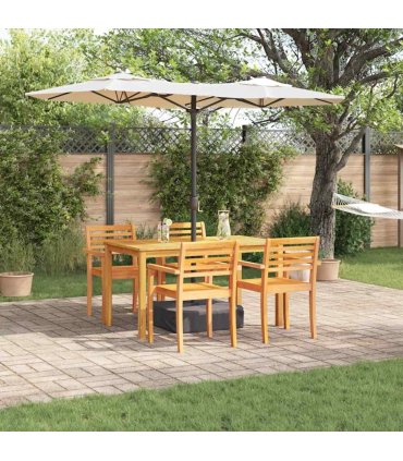 vidaXL Garden Dining Set 5 pcs Brown Solid Acacia Wood — Size: 150 cm table length