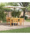 vidaXL Garden Dining Set 5 pcs Brown Solid Acacia Wood — Size: 150 cm table length
