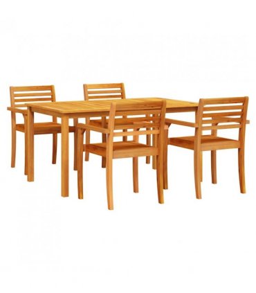 vidaXL Garden Dining Set 5 pcs Brown Solid Acacia Wood — Size: 150 cm table length