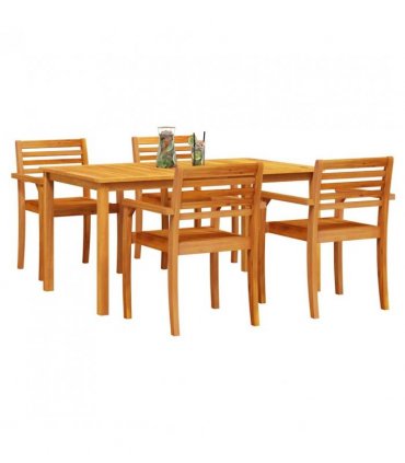 vidaXL Garden Dining Set 5 pcs Brown Solid Acacia Wood — Size: 150 cm table length