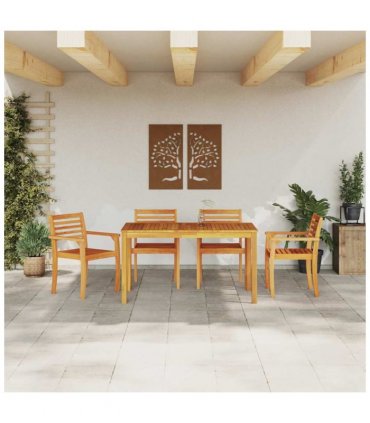vidaXL Garden Dining Set 5 pcs Brown Solid Acacia Wood — Size: 150 cm table length