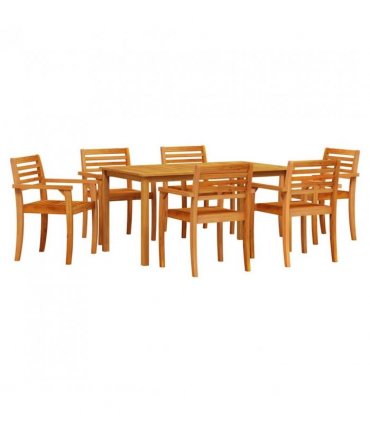 vidaXL Garden Dining Set 7 pcs Brown Solid Acacia Wood — Size: 150 cm table length