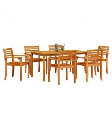 vidaXL Garden Dining Set 7 pcs Brown Solid Acacia Wood — Size: 150 cm table length