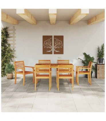 vidaXL Garden Dining Set 7 pcs Brown Solid Acacia Wood — Size: 150 cm table length