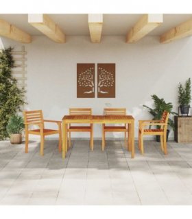 vidaXL Garden Dining Set 5 pcs Brown Solid Acacia Wood — Size: Table length of 140 cm