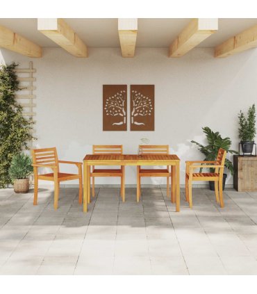vidaXL Garden Dining Set 5 pcs Brown Solid Acacia Wood — Size: Table length of 140 cm